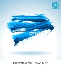 Blue brush stroke and texture. Grunge vector abstract hand - painted element. Underline and border design.