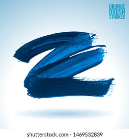 Blue brush stroke and texture. Grunge vector abstract hand - painted element. Underline and border design.