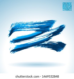 Blue brush stroke and texture. Grunge vector abstract hand - painted element. Underline and border design.