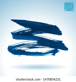 Blue brush stroke and texture. Grunge vector abstract hand - painted element. Underline and border design.