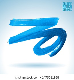 Blue brush stroke and texture. Grunge vector abstract hand - painted element. Underline and border design.