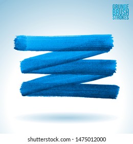 Blue brush stroke and texture. Grunge vector abstract hand - painted element. Underline and border design.