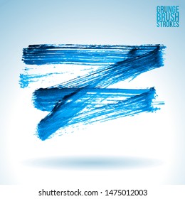 Blue brush stroke and texture. Grunge vector abstract hand - painted element. Underline and border design.
