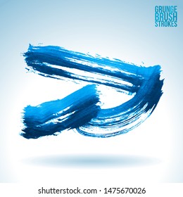 Blue brush stroke and texture. Grunge vector abstract hand - painted element. Underline and border design.