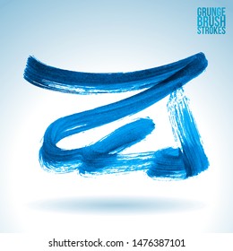 Blue brush stroke and texture. Grunge vector abstract hand - painted element. Underline and border design.