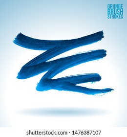 Blue brush stroke and texture. Grunge vector abstract hand - painted element. Underline and border design.
