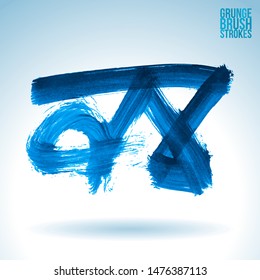 Blue brush stroke and texture. Grunge vector abstract hand - painted element. Underline and border design.