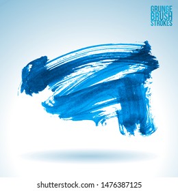 Blue brush stroke and texture. Grunge vector abstract hand - painted element. Underline and border design.