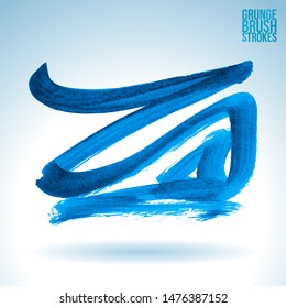 Blue brush stroke and texture. Grunge vector abstract hand - painted element. Underline and border design.