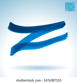 Blue brush stroke and texture. Grunge vector abstract hand - painted element. Underline and border design.