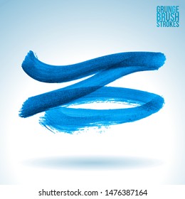 Blue brush stroke and texture. Grunge vector abstract hand - painted element. Underline and border design.