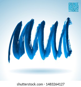 Blue brush stroke and texture. Grunge vector abstract hand - painted element. Underline and border design.