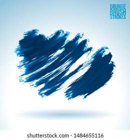 Blue brush stroke and texture. Grunge vector abstract hand - painted element. Underline and border design.