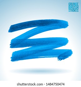 Blue brush stroke and texture. Grunge vector abstract hand - painted element. Underline and border design.