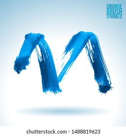 Blue brush stroke and texture. Grunge vector abstract hand - painted element. Underline and border design.