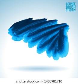 Blue brush stroke and texture. Grunge vector abstract hand - painted element. Underline and border design.