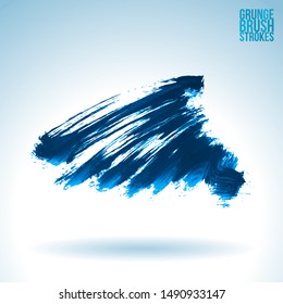 Blue brush stroke and texture. Grunge vector abstract hand - painted element. Underline and border design.