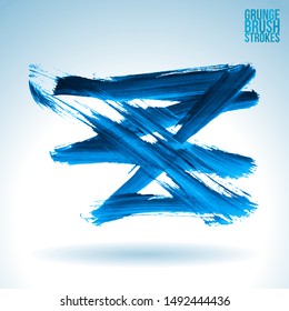 Blue brush stroke and texture. Grunge vector abstract hand - painted element. Underline and border design.