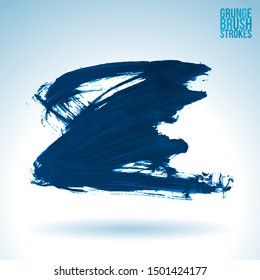 Blue brush stroke and texture. Grunge vector abstract hand - painted element. Underline and border design.