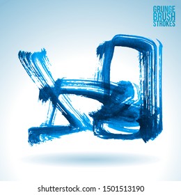 Blue brush stroke and texture. Grunge vector abstract hand - painted element. Underline and border design.