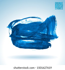 Blue brush stroke and texture. Grunge vector abstract hand - painted element. Underline and border design.