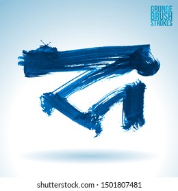 Blue brush stroke and texture. Grunge vector abstract hand - painted element. Underline and border design.