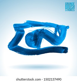 Blue brush stroke and texture. Grunge vector abstract hand - painted element. Underline and border design.