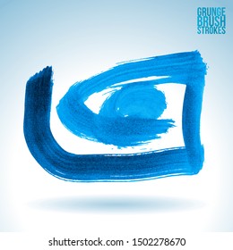 Blue brush stroke and texture. Grunge vector abstract hand - painted element. Underline and border design.
