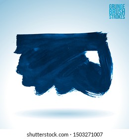 Blue brush stroke and texture. Grunge vector abstract hand - painted element. Underline and border design.
