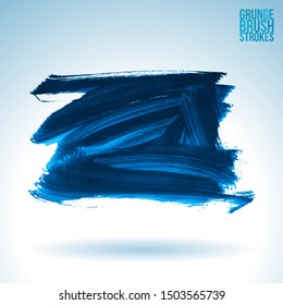 Blue brush stroke and texture. Grunge vector abstract hand - painted element. Underline and border design.