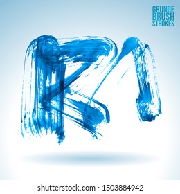 Blue brush stroke and texture. Grunge vector abstract hand - painted element. Underline and border design.