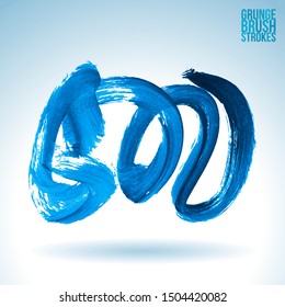 Blue brush stroke and texture. Grunge vector abstract hand - painted element. Underline and border design.