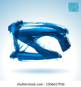 Blue brush stroke and texture. Grunge vector abstract hand - painted element. Underline and border design.