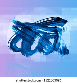 Blue brush stroke and texture. Grunge vector abstract hand - painted element. Underline and border design.