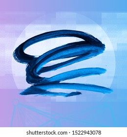 Blue brush stroke and texture. Grunge vector abstract hand - painted element. Underline and border design.
