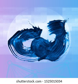 Blue brush stroke and texture. Grunge vector abstract hand - painted element. Underline and border design.