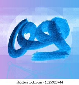 Blue brush stroke and texture. Grunge vector abstract hand - painted element. Underline and border design.