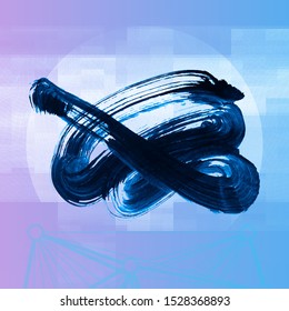 Blue brush stroke and texture. Grunge vector abstract hand - painted element. Underline and border design.