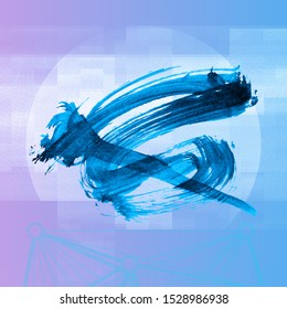 Blue brush stroke and texture. Grunge vector abstract hand - painted element. Underline and border design.