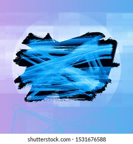 Blue brush stroke and texture. Grunge vector abstract hand - painted element. Underline and border design.