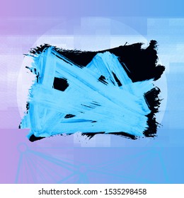 Blue brush stroke and texture. Grunge vector abstract hand - painted element. Underline and border design.