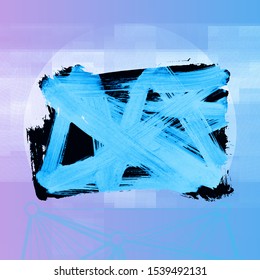 Blue brush stroke and texture. Grunge vector abstract hand - painted element. Underline and border design.
