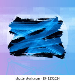 Blue brush stroke and texture. Grunge vector abstract hand - painted element. Underline and border design.