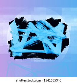 Blue brush stroke and texture. Grunge vector abstract hand - painted element. Underline and border design.