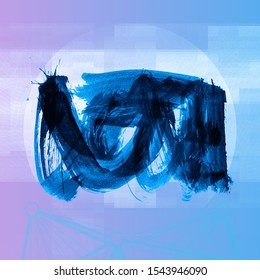 Blue brush stroke and texture. Grunge vector abstract hand - painted element. Underline and border design.