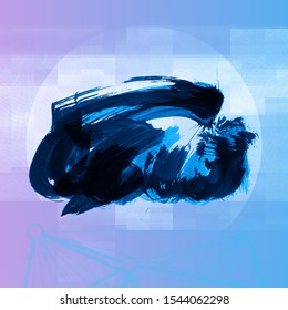 Blue brush stroke and texture. Grunge vector abstract hand - painted element. Underline and border design.