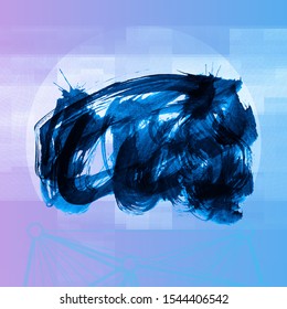 Blue brush stroke and texture. Grunge vector abstract hand - painted element. Underline and border design.