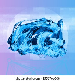 Blue brush stroke and texture. Grunge vector abstract hand - painted element. Underline and border design.