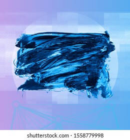Blue brush stroke and texture. Grunge vector abstract hand - painted element. Underline and border design.