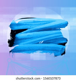 Blue brush stroke and texture. Grunge vector abstract hand - painted element. Underline and border design.